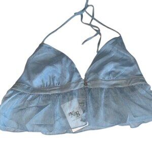 Bear Dance Light Blue Sheer Halter Top L Polyester China